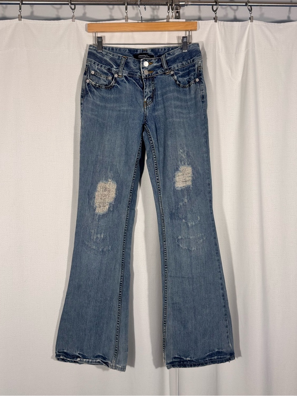 London Jean Y2K Distressed Flare Jeans